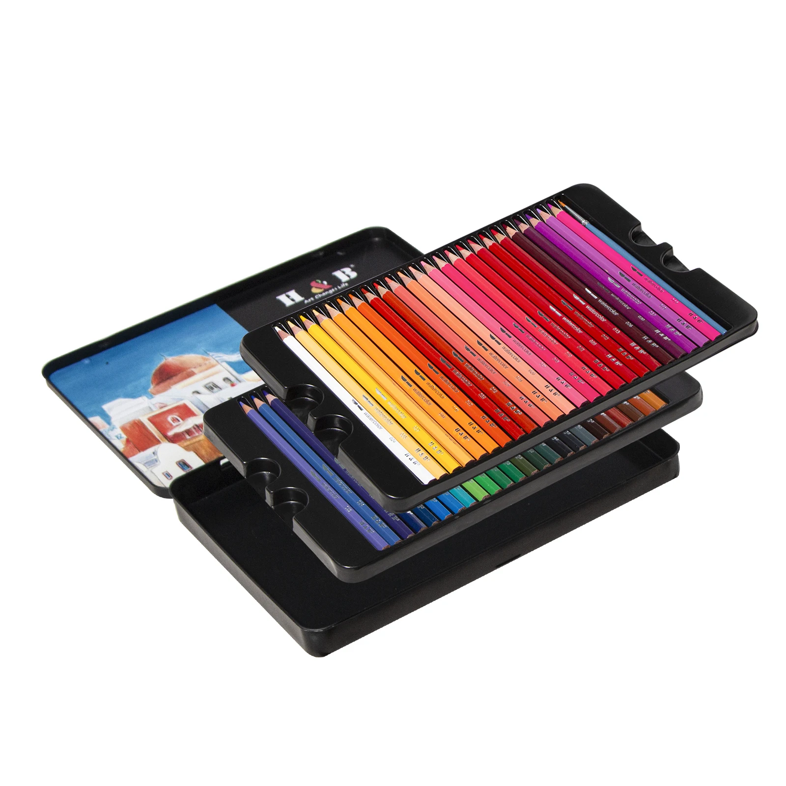 Custom 24/36/48/72 Water Soluble Colored Pencil Set in Tin box for Drawing Painting with Vibrant Color Soft Smooth Core Lead