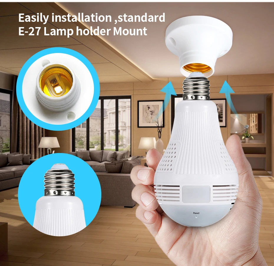 Promotion item Loosafe 960P panoramic view home security wifi bulb cctv camera