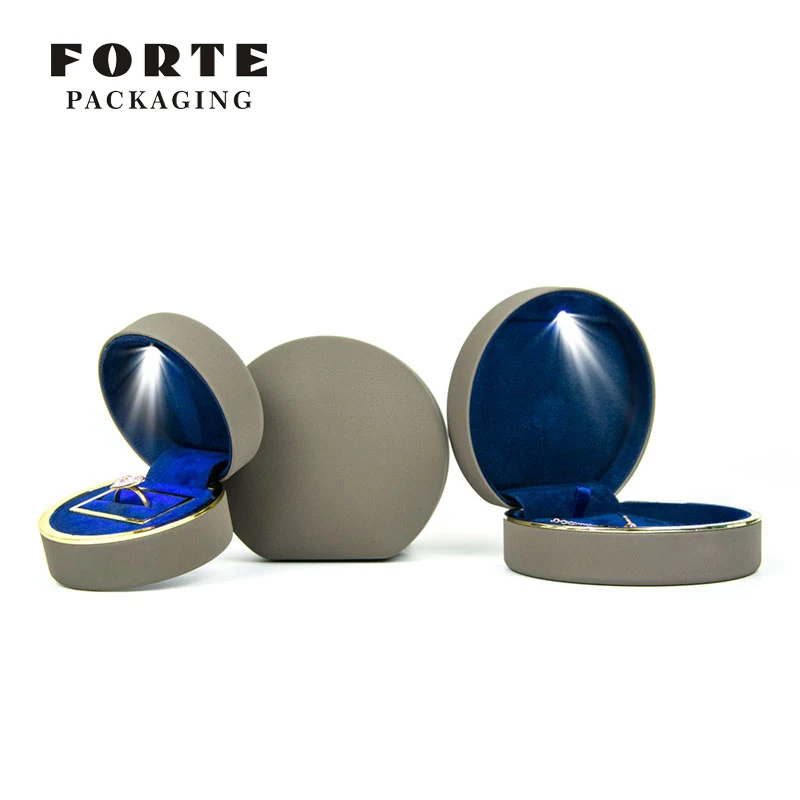 FORTE jewelry box wholesale New design OEM woman led jewelry boxes custom logo ring boxes round jewelry packaging shenzhen