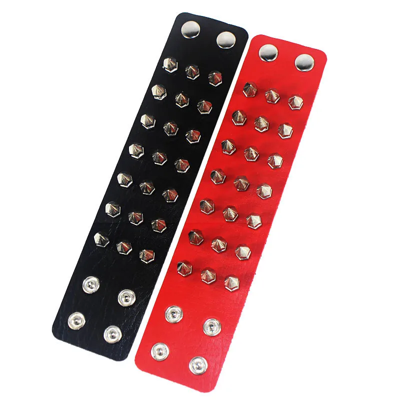 Fashion Hip Hop Three Row Taper Rivets Wristband Bangles PU Leather Personalized Cuff Wrap Punk Rock Gothic Bracelets