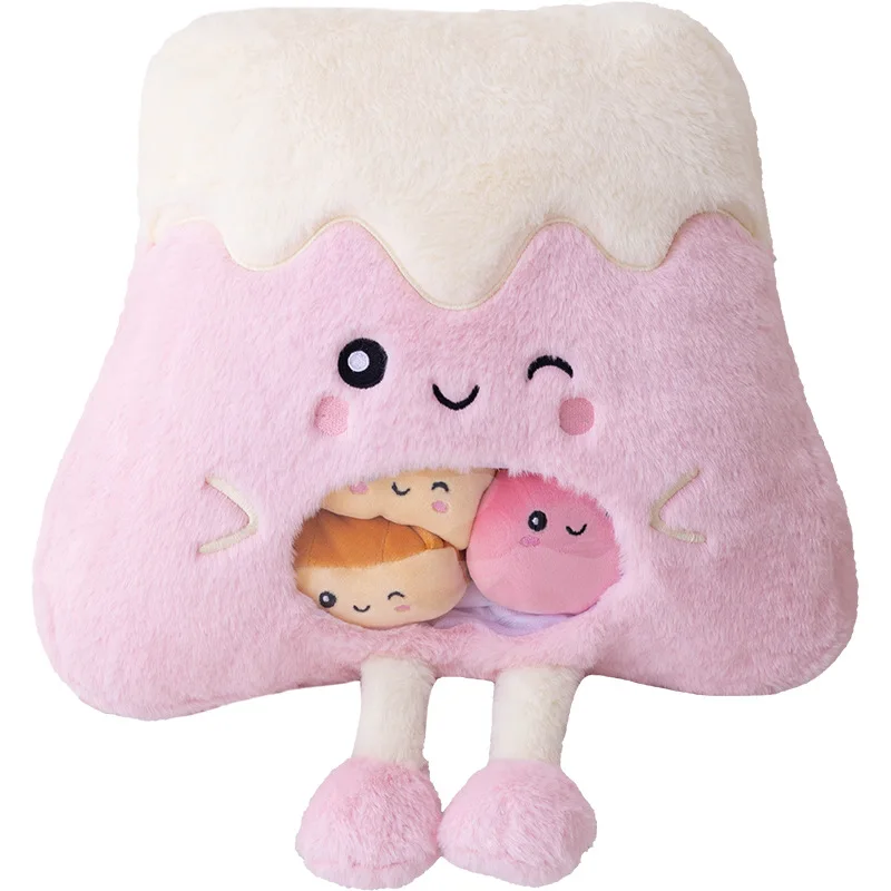Food Plush Pink cute Pudding Pillow Plush Toy With Mini Cherry Cheese Cake ball Inside Sweets Snack pillow bag Stuffed Toys