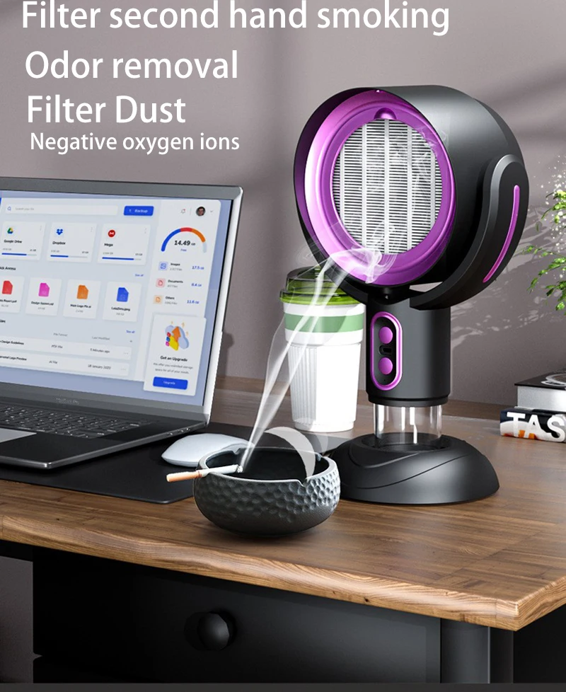 Mini USB 8W High Suction Portable Desktop Range Hood Table Exhaust Fan Air Purifier with 2 Filters and Oil Cup