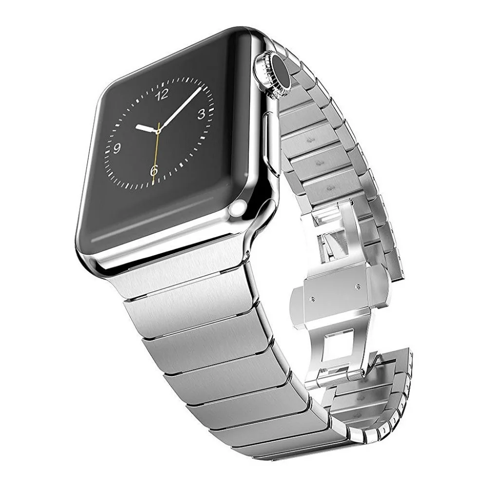 Stainless Steel Watch Band with Butterfly Buckle for iWatch (38mm, 45mm, 49mm) - Compatible with Series 4/5/6/7/9/Ultra