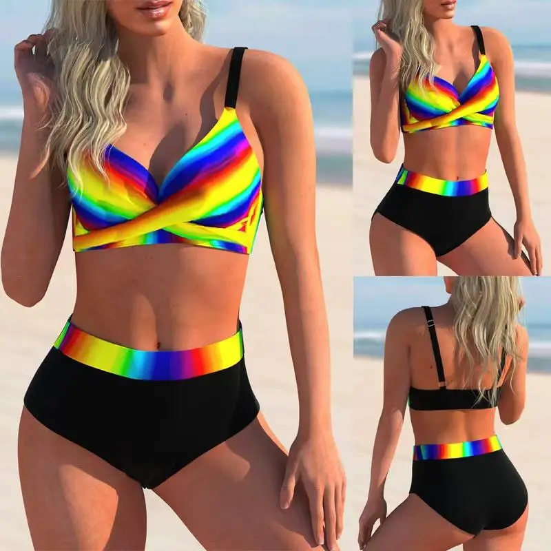 Hot selling 2024 new Custom Private Label Swimsuit Shiny Fabric Bathing Suits Sexy Bikinis Woman Swimwear