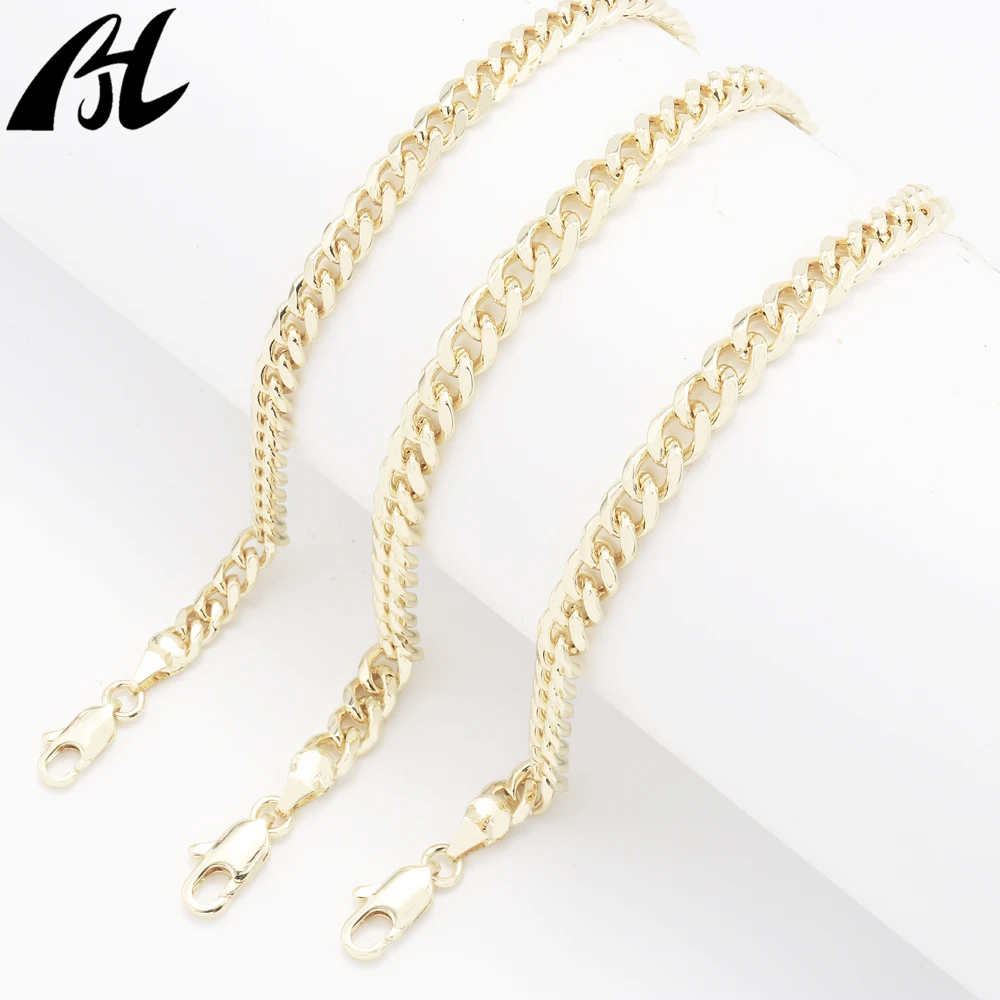 Высококачественные латунные позолоченные ювелирные изделия 18K Oro Laminado кубинский браслет с цепочкой в стиле хип-хоп мужские женские браслеты цепь