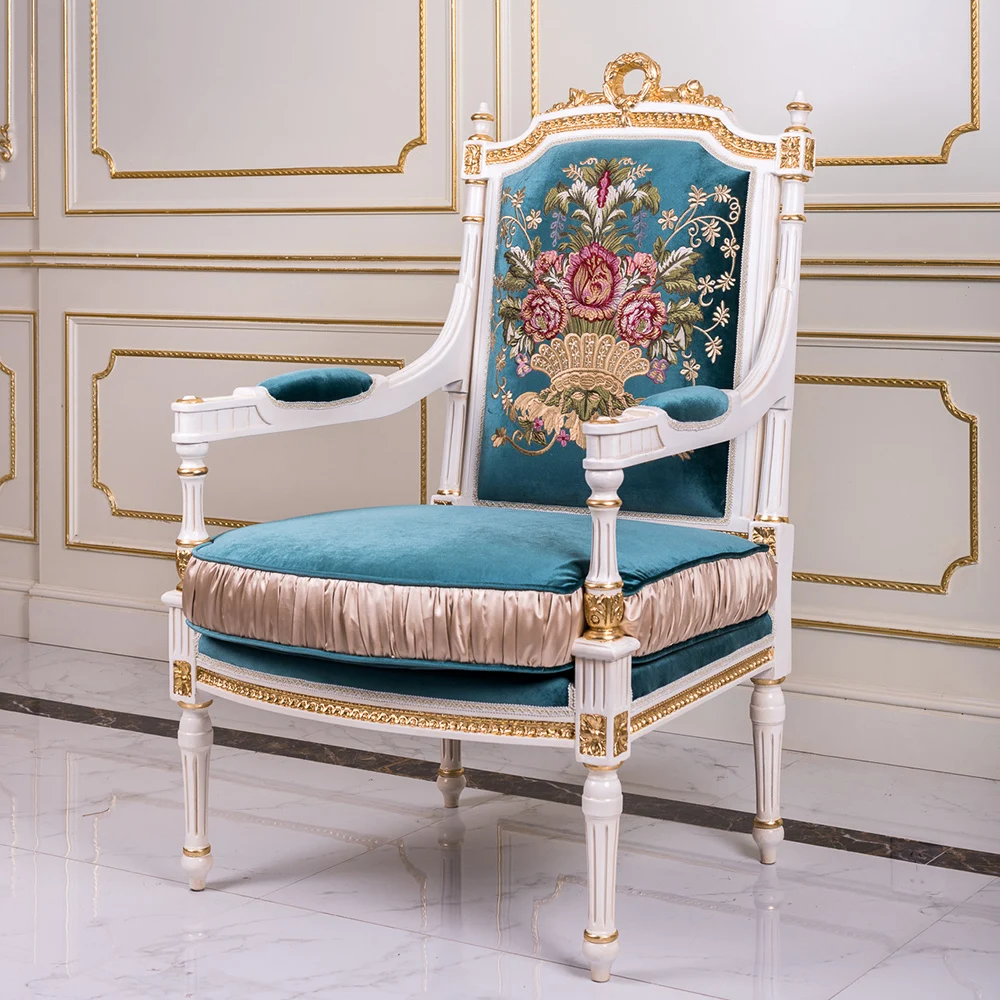 
Customized Premium Living Room Furniture Antique Classic Solid Wood Armchair Luxury Living Room Sofa Chair 