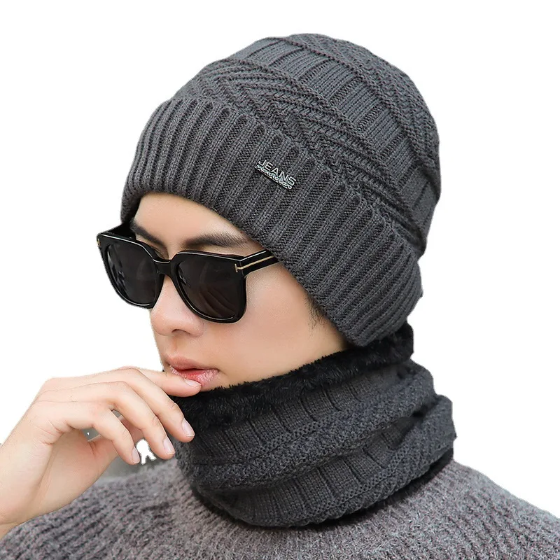 Оптовая продажа 2021, мягкая утолщенная Шерстяная Лыжная шапка, мужские теплые шапки, Шейная Теплая Зимняя шерстяная шапка, комплект для женщин и мужчин, вязаная шапка, шарф