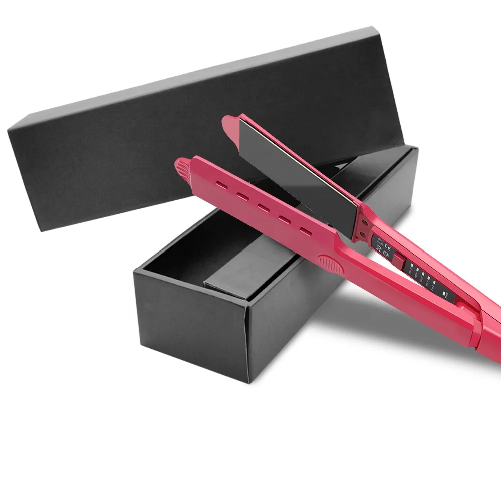  Plancha De Titanio Ceramic Flat Iron 450 Degree Private Label Touch Screen Hair Straightener 2 In 1