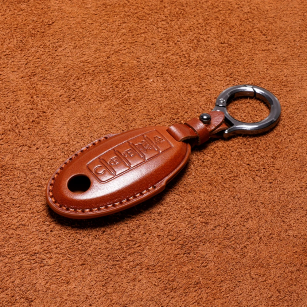 SweetPig OEM Genuine Cow Leather Material car Key cover For Nissan Tiida Sylphy Teana Qashqai Terra key case pouch accessory