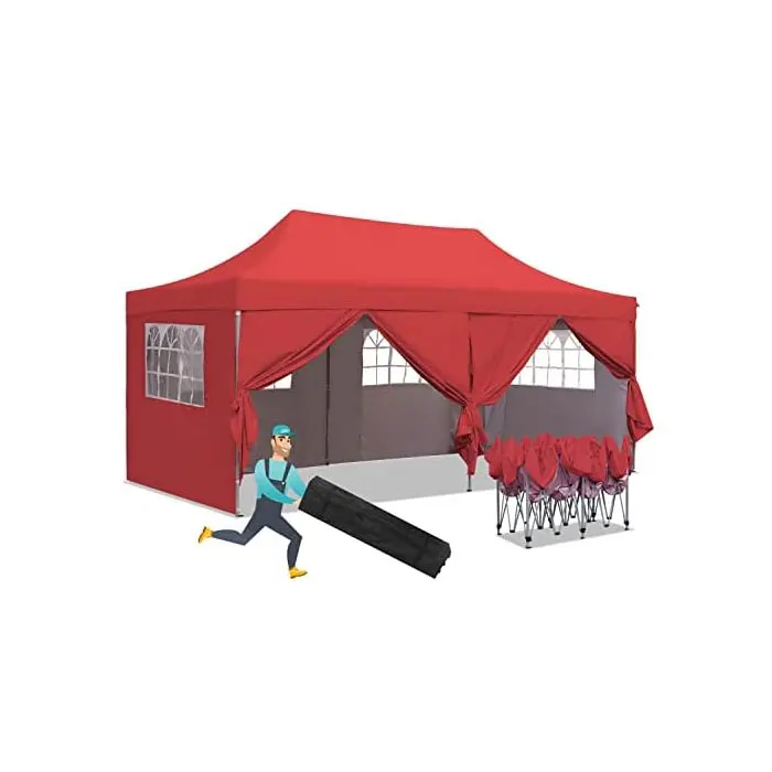 Low MOQ Cheap Price Easy Pop Up Canopy Waterproof Roof Car Parking Outdoor Event Trade Show Display 10x20ft Red Window Tent