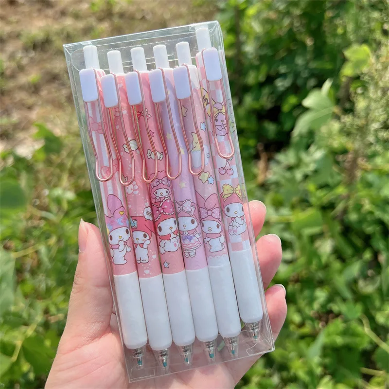 Wholesale Cute Melody Ear Dog Kuromi Duffy 0.5mm Black Gel Pens Cute Cartoon Set Signature Gel Pen Student Stationary Supplies