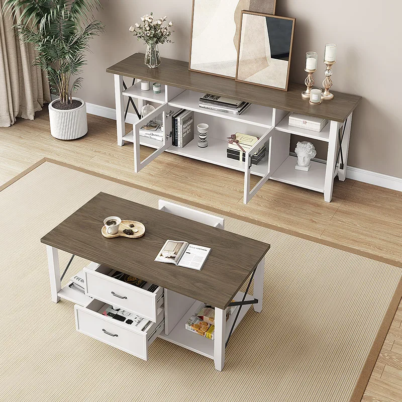 Недорогой большой вместительный деревянный ТВ-шкаф для хранения в маленькой квартире