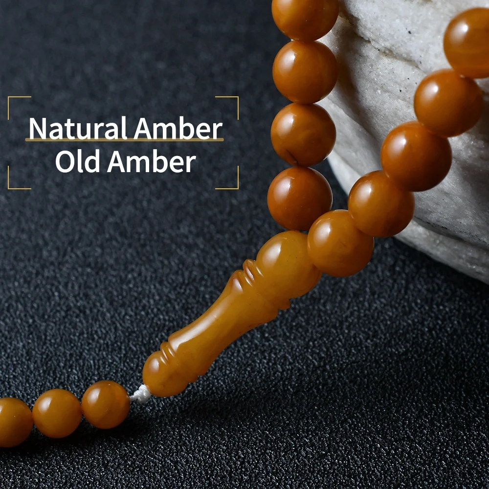 YS33NAM009 Natural Amber 925 Sterling Silver Tassel Prayer Bead Amber Prayer Beads Muslim Prayer Beads Islamic Tasbih Tesbih