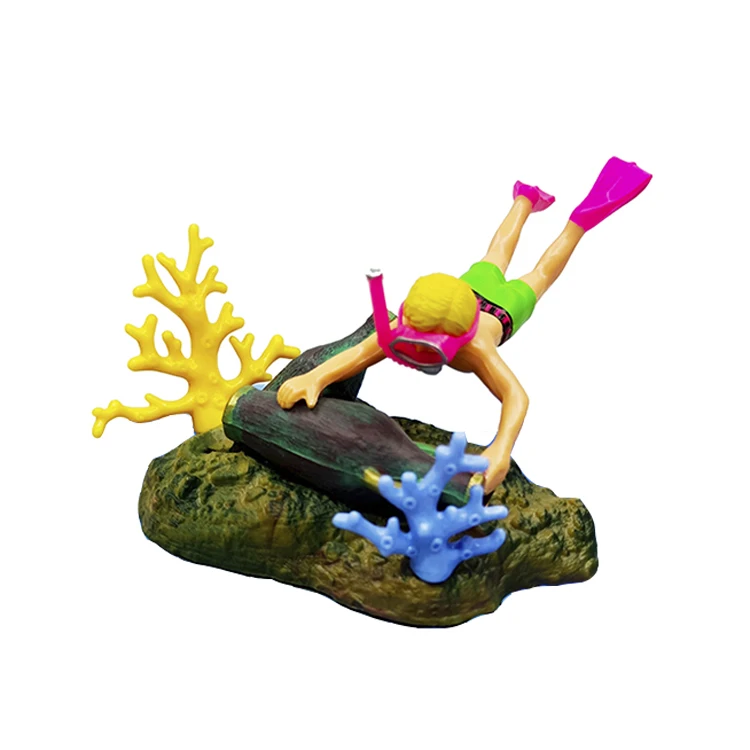 Aquarium construction treasure box decoration diver pneumatic decoration cartoon pirate fish tank decoration fishing boat toys