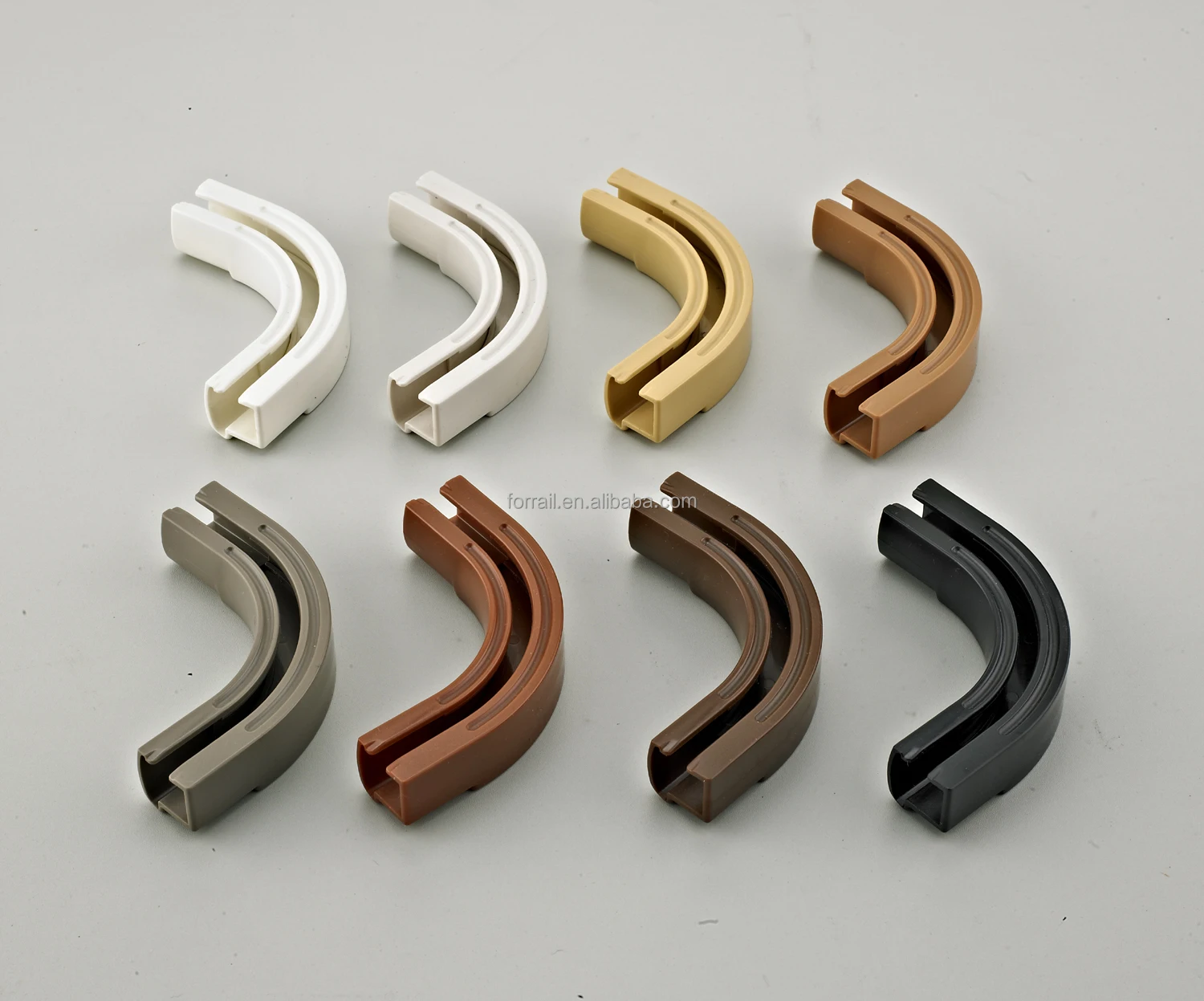 Curved curtain track and black curtain rail