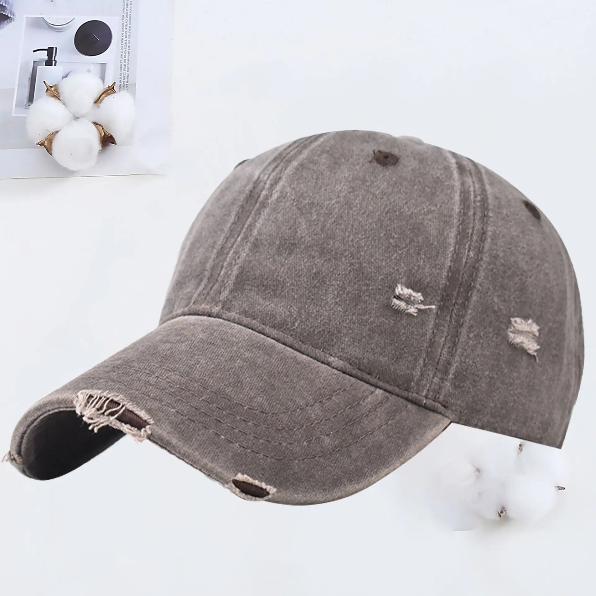 Custom Logo Vintage Washed Distressed Soft Cotton Dad Hat Adjustable Unisex Headwear Baseball Caps