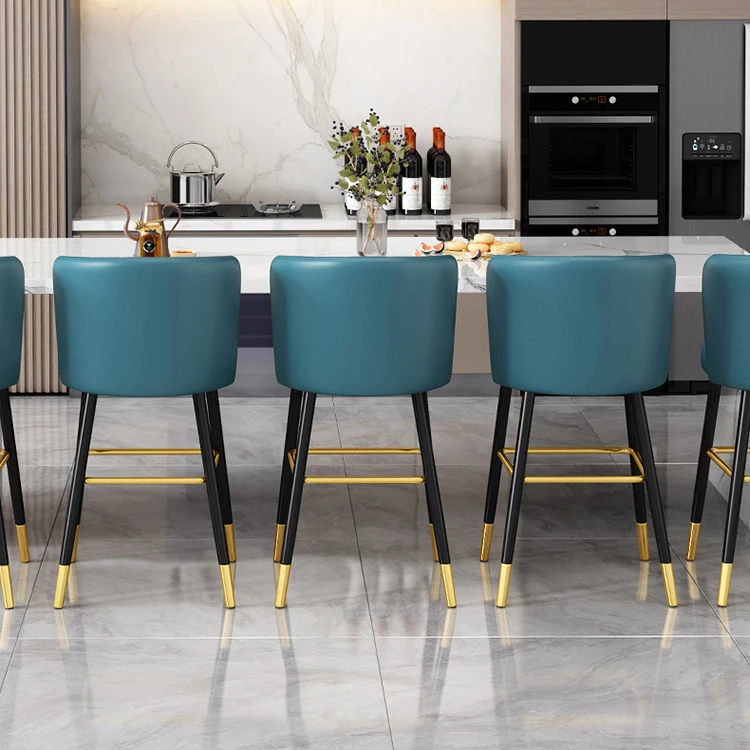 Bar Chairs Nordic Tall Cheap Counter Furniture Gold Metal Leather Back Luxury Kitchen Modern High Stool Bar Chairs For Bar Table