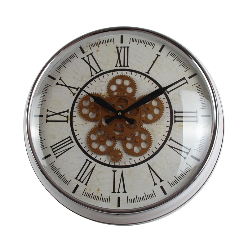 Горячая Распродажа от производителя настенные часы с римскими цифрами круглые шестерни движущиеся винтажные Ретро