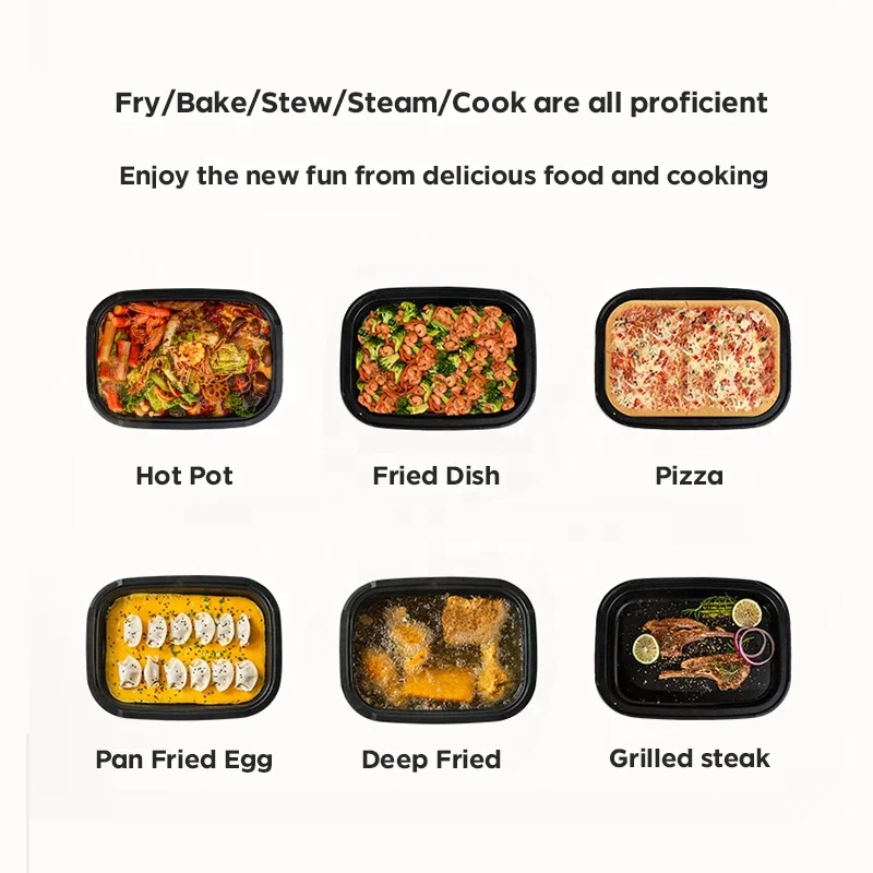 All in one kitchen appliance, electric cooker grill with multifunction and overheat protection