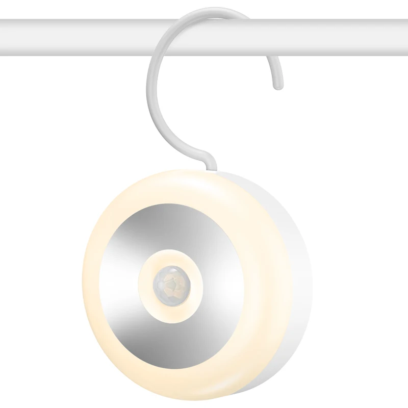 Круглая маленькая Светодиодная лампа для кровати, автоматический светодиодный датчик движения, детский ночник