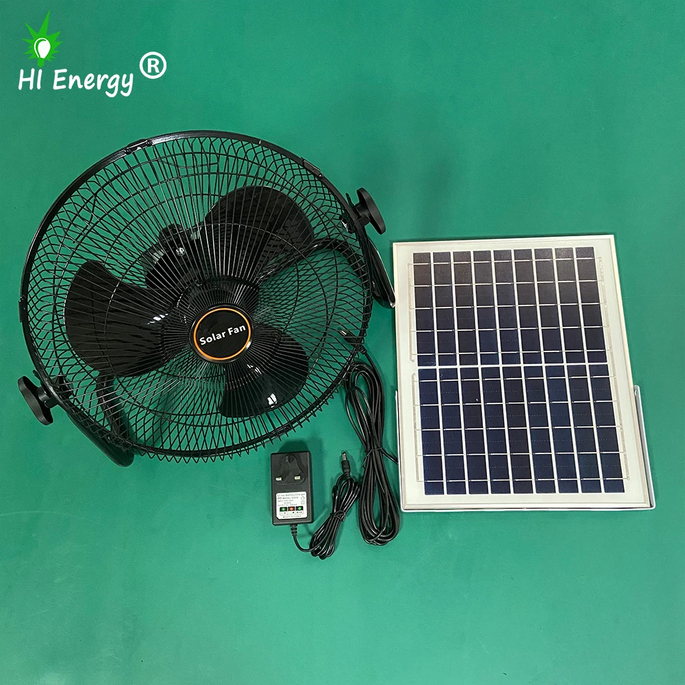 Hienergy Solar Fan 12Inch AC DC Rechargeable Solar Table Fan 3Bladers With Solar Panel
