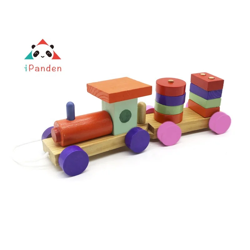 Hottest Educational Stacking Wooden Toy Block Train Kids Preschool Gift Developing Early Educational Kids Wooden Toys