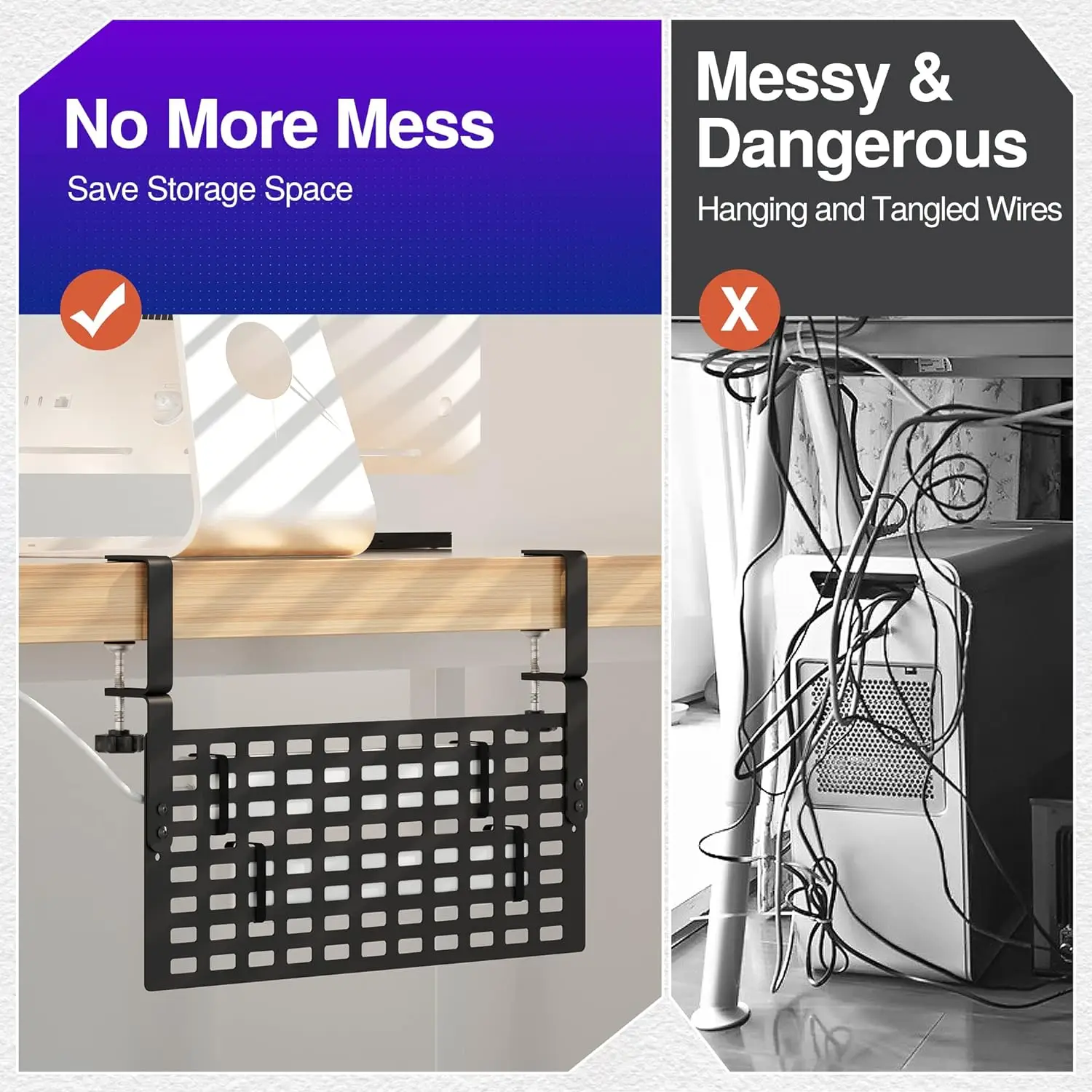 Under Desk Cable Management Save Space Desk Wire Rack for Office Desk Home Wire Tray Rack Office Cable Management