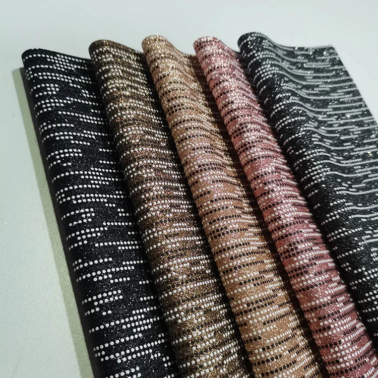 Artificial Synthetic faux PU leather shiny pretty magical printed glitter leather fabric for shoes bags