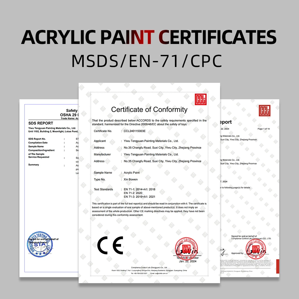 Xin Bowen CE 75ML Acrylic Paint 12 Colors Artist Painting Materials High Coverage Art Paint Bright Colour With EN-71 And CPC