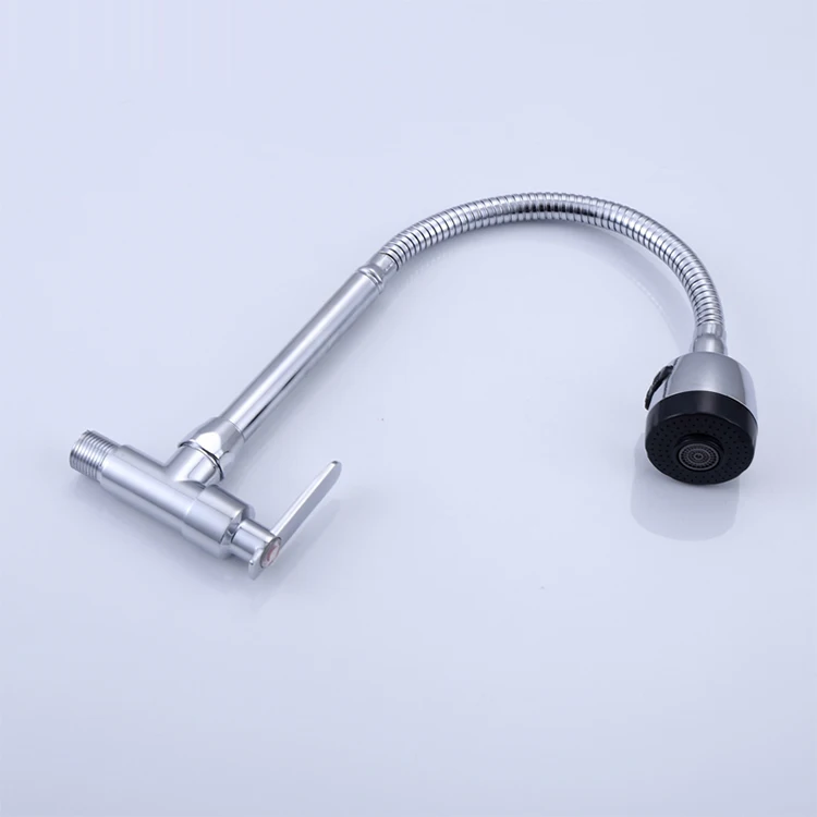 Hole Single Handle Cold Water Pull Out Faucet Wall Mounted Zinc Body Kitchen Faucet Newdwaterproof Kitchen Sink Tapfolding Brass