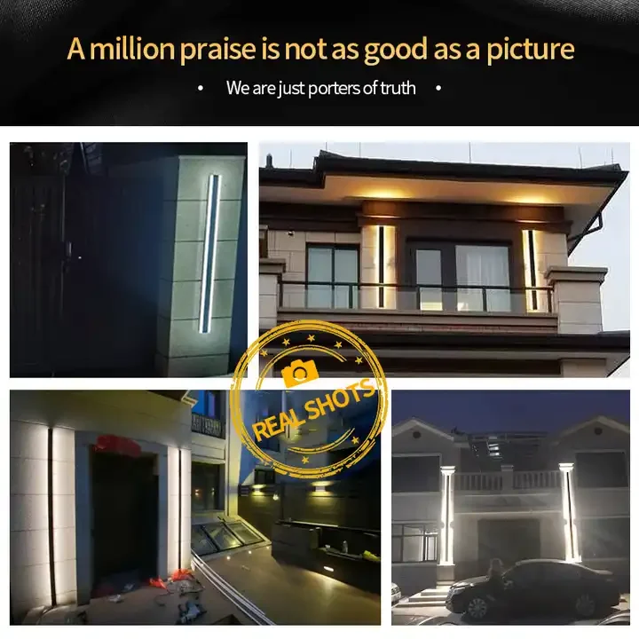 110V 220V Acrylic Modern Exterior Linear Strip Wall Lamp 3000K Warm White Outdoor Wall Sconce Long LED Wall Light