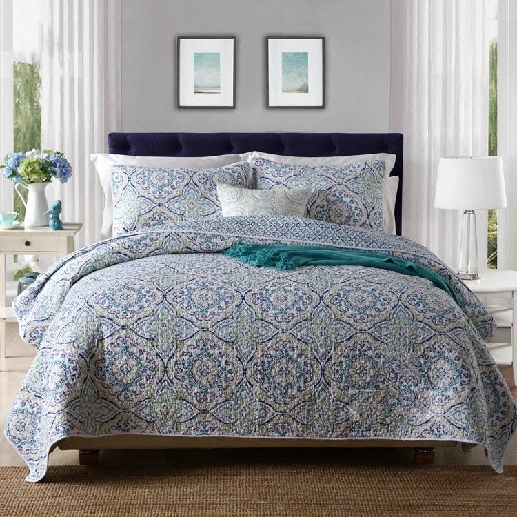 Роскошное хлопковое лоскутное одеяло с геометрическим принтом Комплект постельного