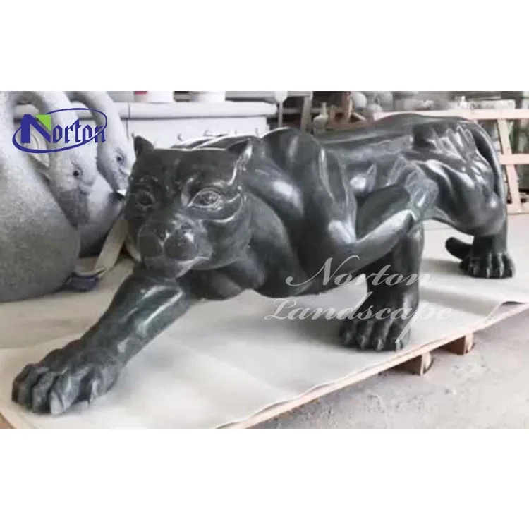 Modern Outdoor Garden Decor Wholesale Carved Stone Animal Marble Leopard Statue Sculpture for sale