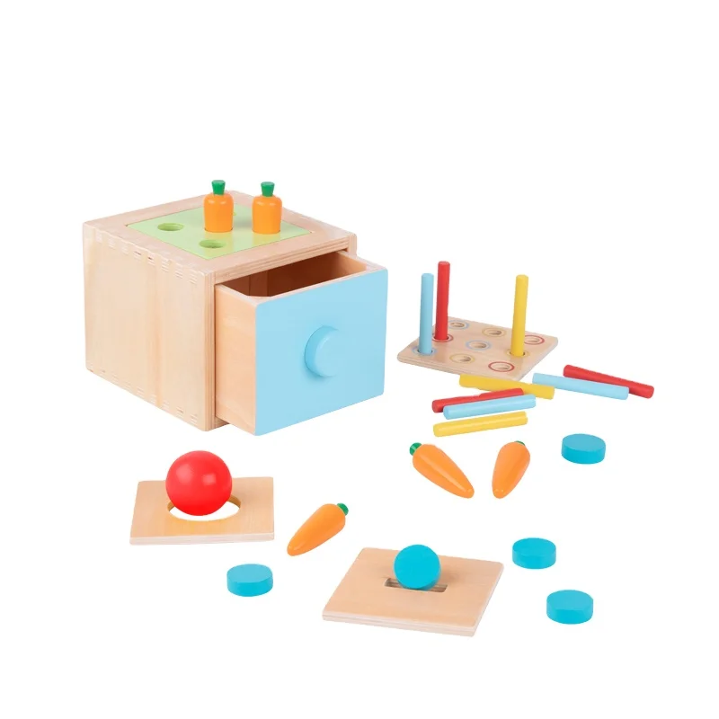 Wooden 4 In 1 Educational Box Carrot Shape Sorter Coin Box Wooden Toy Montessori Toys for Kids