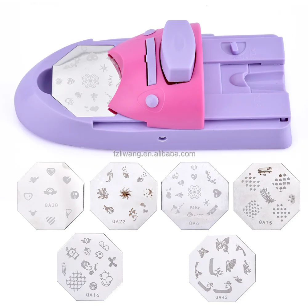 Pro Nail Art DIY Pattern Printing Manicure Machine with 6pcs Metal Stamp Stamper Nail Tools Color Draw Polish Nail Printer Tool