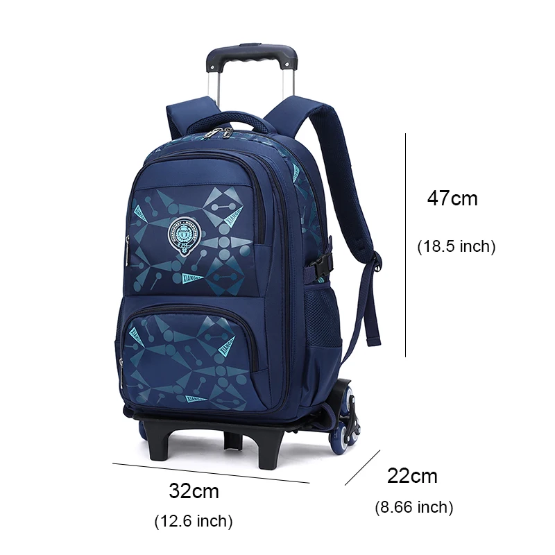 Wholesale high quality large waterproof boys teen trolley high school bag backpack with wheels