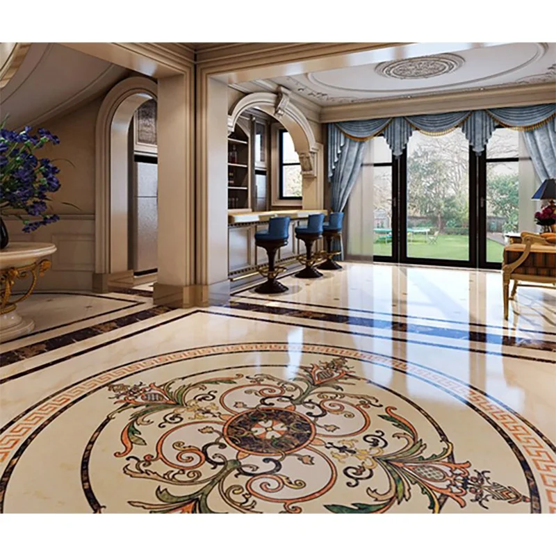 Marble Waterjet Medallion Flower Design Patterns Flooring Tiles For Interior Decoration