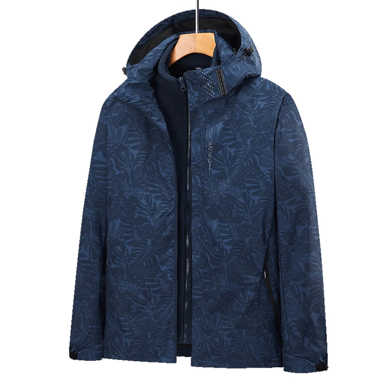 Men custom logo design streetwear printed fleece windbreaker rain jacket nylon softshell waterproof woven outdoor wear