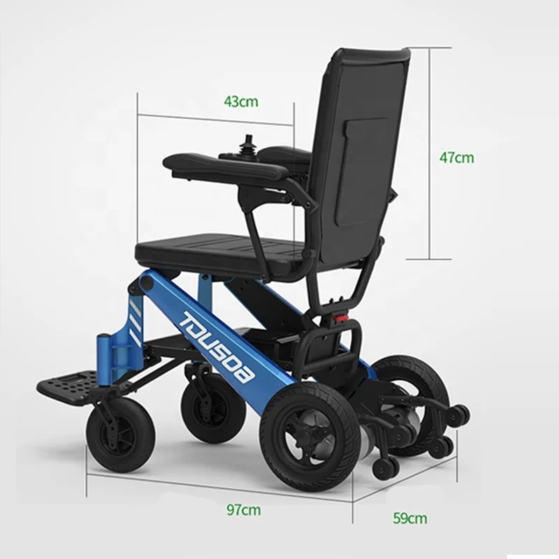 
Aluminum lightweight portable motorized wheel chair travel airport folding power electric wheelchairs for the disabled 