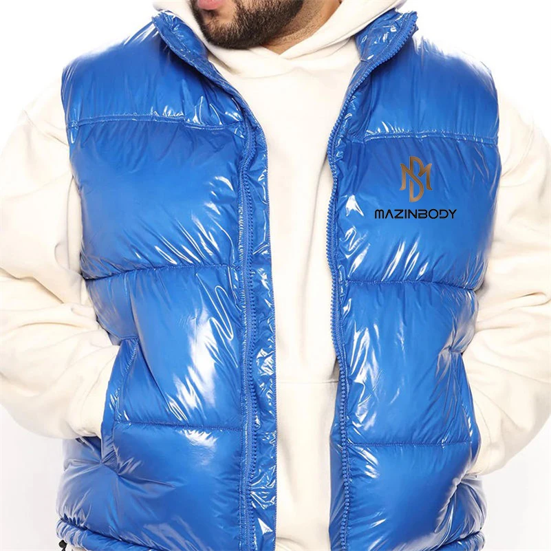 OEM custom logo solid color puffer vest thick warm bubble vest jacket casual winter quilted down vest