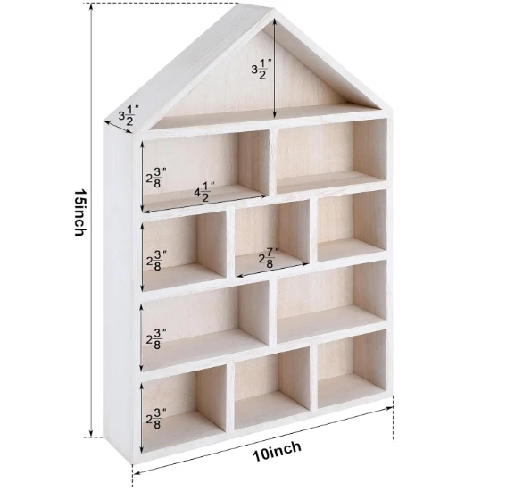 Party decoration Display Shelf Organizer Wall Mounted Curio Cabinet Wooden Display Case