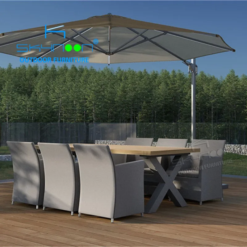 Wooden Outdoor Dining Terrace European Modern Outdoor Furniture Garden Dining Table and Chair (81004)