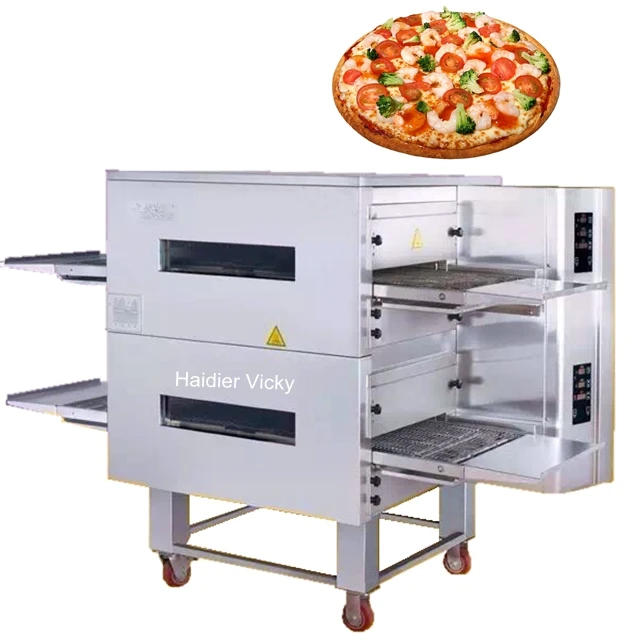 Haidier Doubl Belt 18 inch electric Conveyor Crawler Pizza Oven Outdoor with spices grinding stone