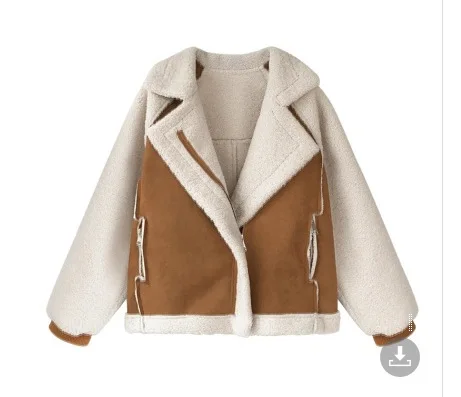 trendy casual zipper womens wool faux fur jackets warm winter coats