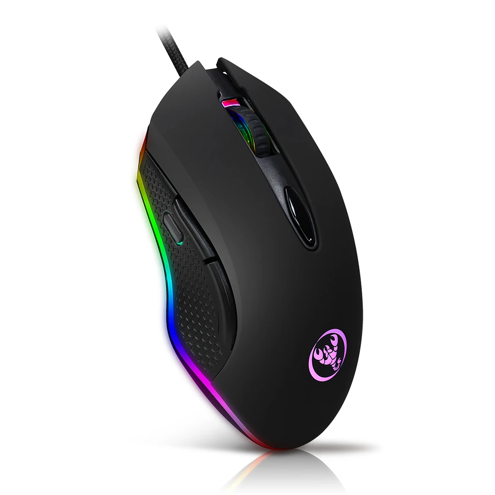 Mechanical Mouse Gaming Mouse USB Wired Max. 4800DPI Programming 6 Buttons Breathing LED Mouse Gamer for PC Laptop Black