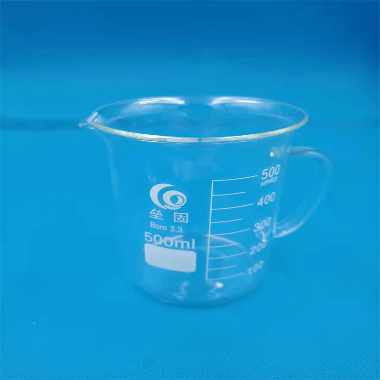 Laboratory Glassware Beaker Borosilicate 3.3 Glass Beaker  With Handle