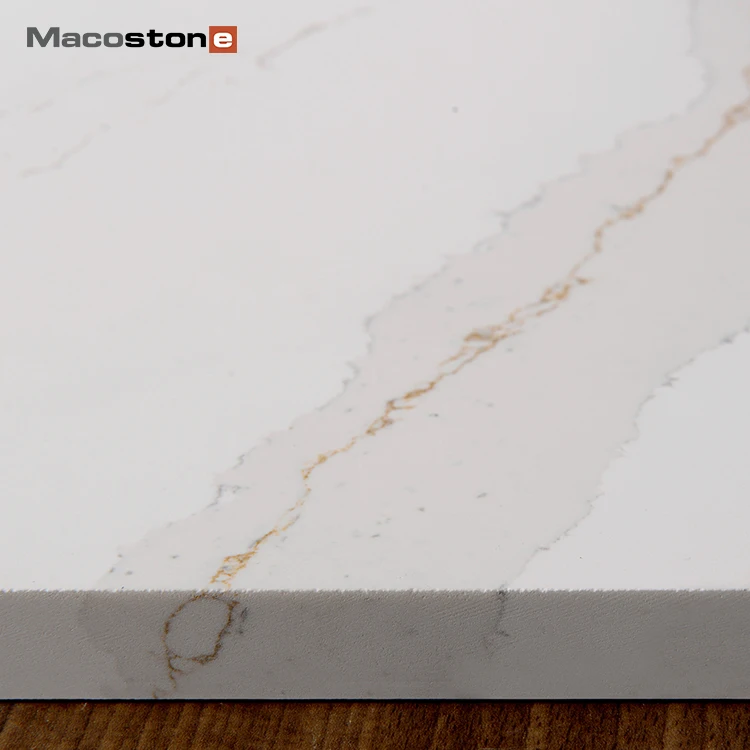 UK Market 2cm/3cm White Calacatta Gold Quartz Stone Slab Price for Calacatta Gold Vanity Top