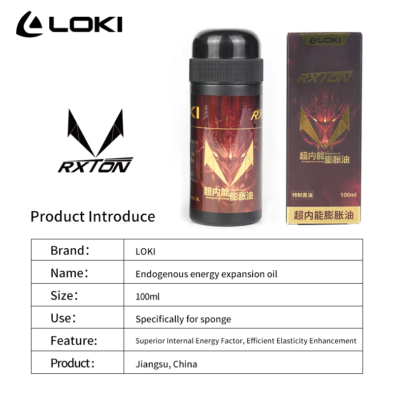 Loki New Arrival 100ml Ping Pong Rubber Black Endogenous energy expansion oil Professional Table Tennis Booster