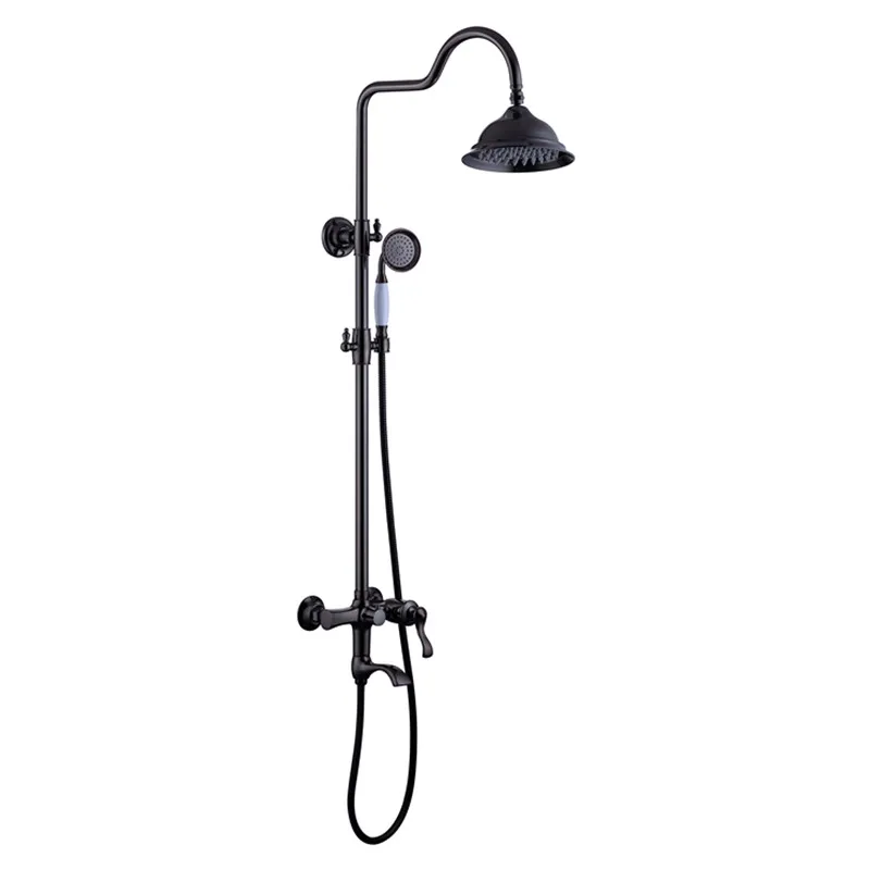 Antique Shower System Bronze Exposed Single Handle Shower Faucet Mixer Brass Modern Contemporary Ceramic Hot Cold Water Mixer