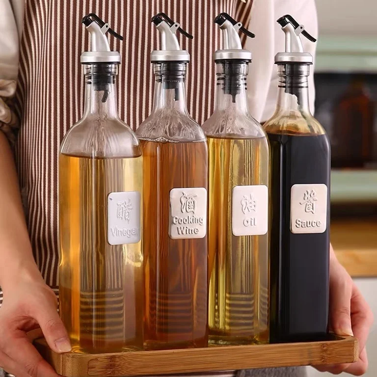 Oil Dispenser Kitchen Storage Bottles & Jars Good Sealing High Borosilicate Glass Multifunction Square Modern Kitchenware CN;HEB